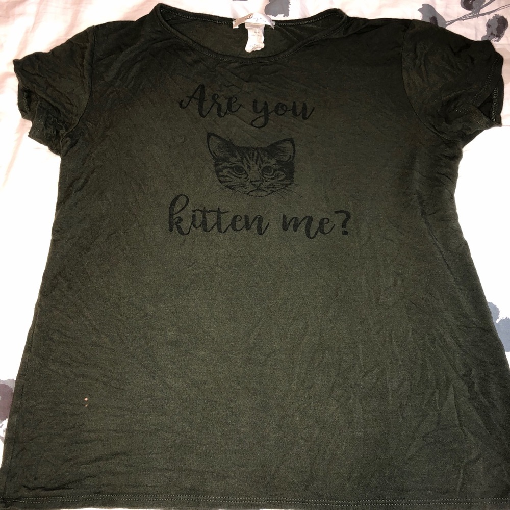 Olive Green Cat Tee